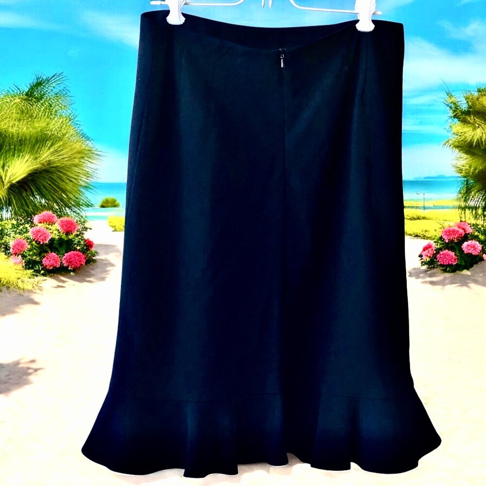 Vtg Liz Claiborne Collection Black Flounce Skirt Ruffle Hem Lined Women Size 12